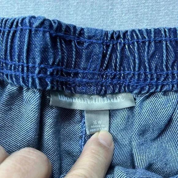Woman Within Jeans Women 16W Straight Elastic Waist Blue High Rise Pull On NWT - Picture 3 of 8